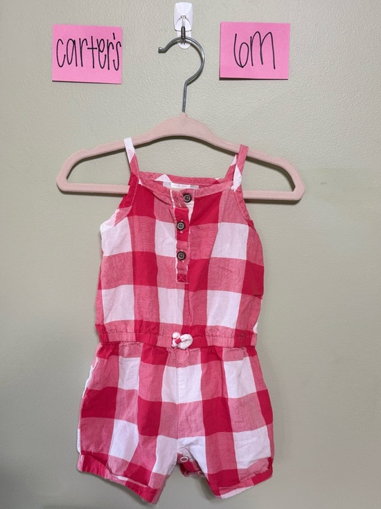 Carter's Other - NWOT Carter's Hot Pink & White Gingham Plaid Sleeveless Baby Romper, 6 Months